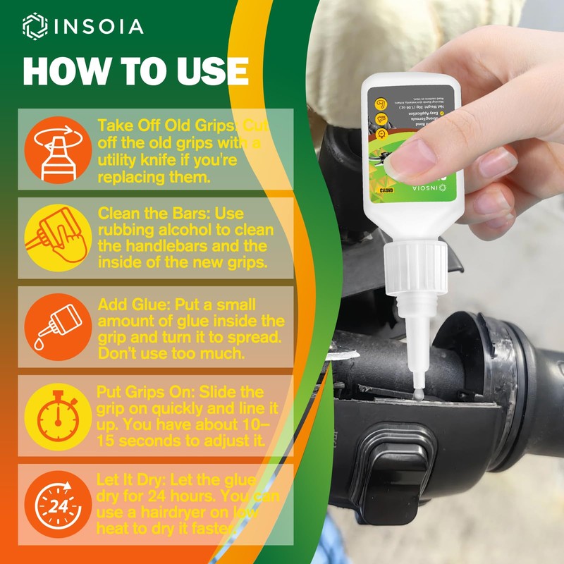 Grip Glue, 20g Quick Dry Handlebar Grip Adhesive for Motorcycle,