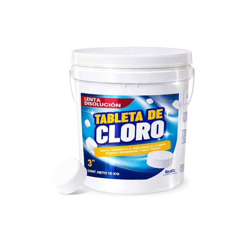 10 KG Tabletas Tricloro 3'' para Albercas, Jacuzzis, Depósitos de