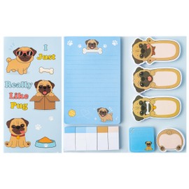 A1DIEE 500 Sheets Dog Sticky Notes Set I Just Really Like Pug Bundle Writing Memo Pads Cartoon Pug Self-Stick Notes Pads Page Marker Back to School Gifts for Teacher Studen