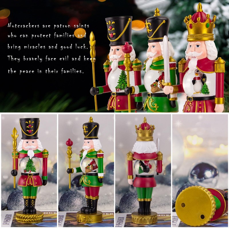 Christmas Nutcracker Ornaments with Snow Globe, 8.3 Inch Christmas Nutcracker