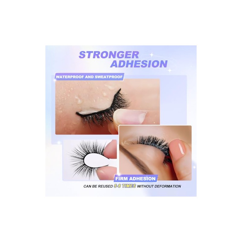 SACE LADY Pestañas Postizas AutoadhesivasSin PegamentoAplicación en 3 SegundosReutilizablesFáciles para