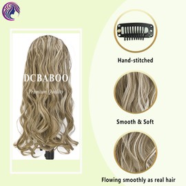 Dcbaboo Clip-In Hair Extensions, Wavy, 7 Pieces, 50 cm, Hair Extensions, Wavy Like Real Hair, Synthetic Hair Curls, Long, Golden Brown & Bleach Blonde