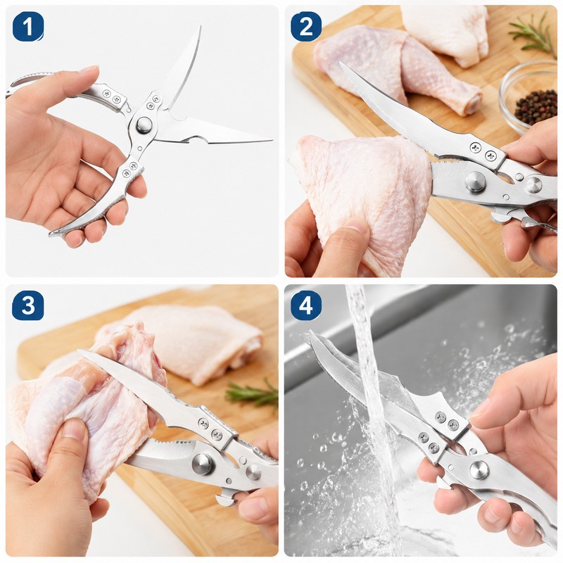 Heavy Duty Kitchen Scissors for Meat Prep – Stainless Steel