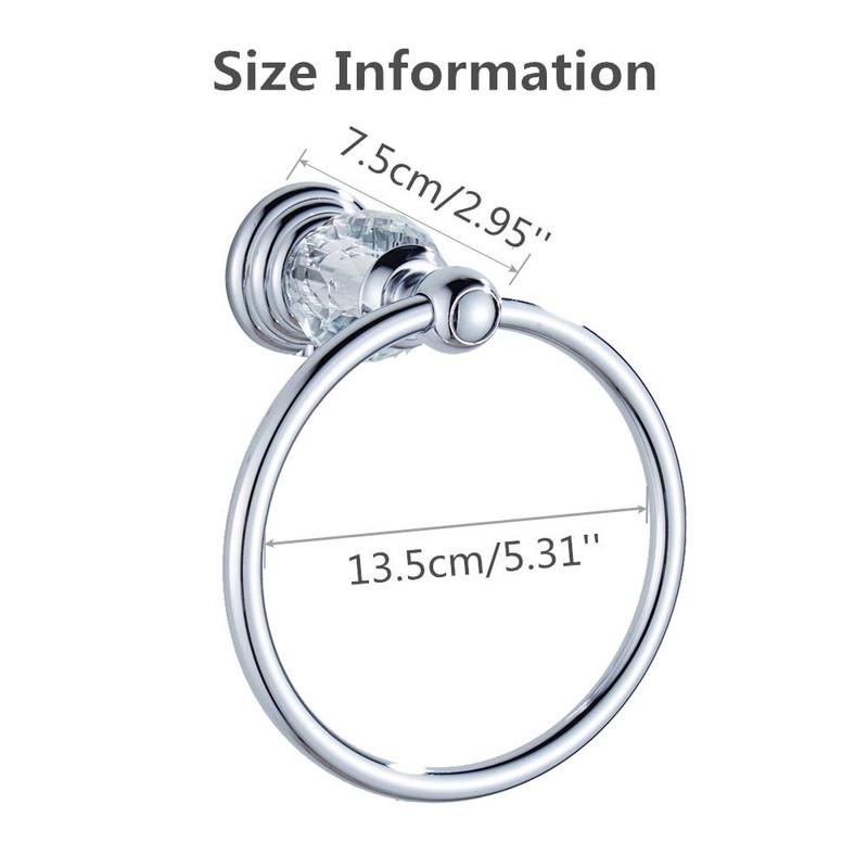 BATHSIR Crystal Towel Ring, Chrome Hand Towel Holder Bath Towel