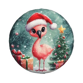 Merry Christmas Spare Tire Cover Christmas Flamingo Universal Wheel Protectors Wheel Covers for Rv Camper Travel Trailer SUV Truck 17 Inch New Year Decor