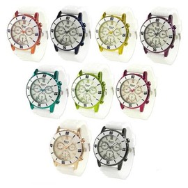 Geneva Platinum 12224112-Rose Gold Women's Chronograph-style Silicone Watch