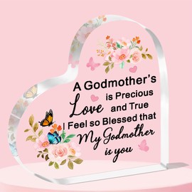 JETTOP Godmother Gifts Birthday Christmas for Godmother Heart Acrylic Will You Be My Godmother