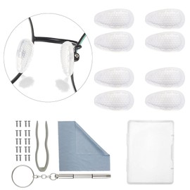 Eyeglasses Nose Pads, Omnful 5 Pairs Glasses Nose Pads Replacement Repair Tools Kit with Air Chamber Silicone Nose Pads,Nose Piece Screws, 3 in 1 Mini Screwdriver for Eye Glasses and Sunglasses Grain
