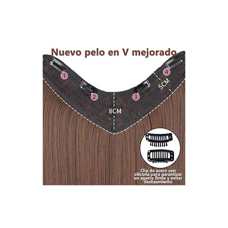 2 Piezas Extension de Cabello, 45CM Hair Extensions(Marrón Claro)