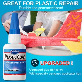 Super Glue for Plastic Repair, 30g Plastic Glue Strong Adhesive, Heavy Duty Glue for Acrylic, PLA, Toys, Car, Acrylic, ABS, PVC, Tube, DIY Kits, Vinyl, Nylon
