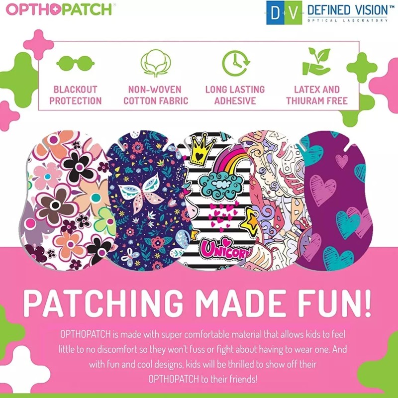 OPTHOPACT KIDS Parches Para Ojos Niñas Con Diseños Sin Látex