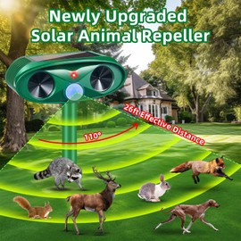 2 Pack 2025 Deer Repellent Devices Solar Ultrasonic Repellent Outdoor,Cat Squirrel Skunk Rabbit Deterrent for Garden Yard with Motion Detection,Animal Deterrent Light for Racoon Rodent Dog Mole