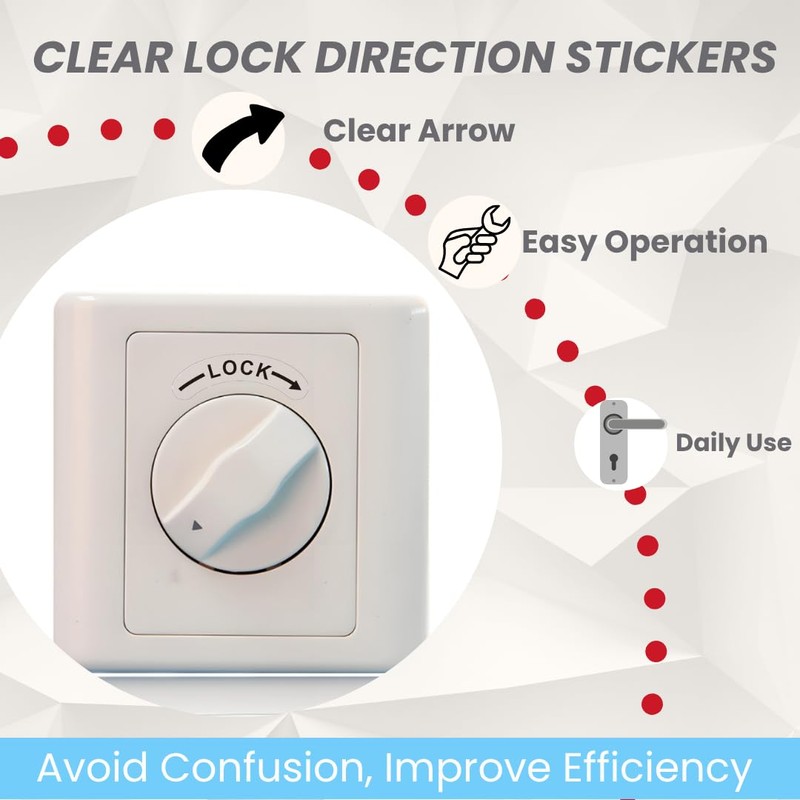 Lock/Unlock Directional Self-Adhesive Stickers, 100Pcs Transparent Labels with Strong Adhesive