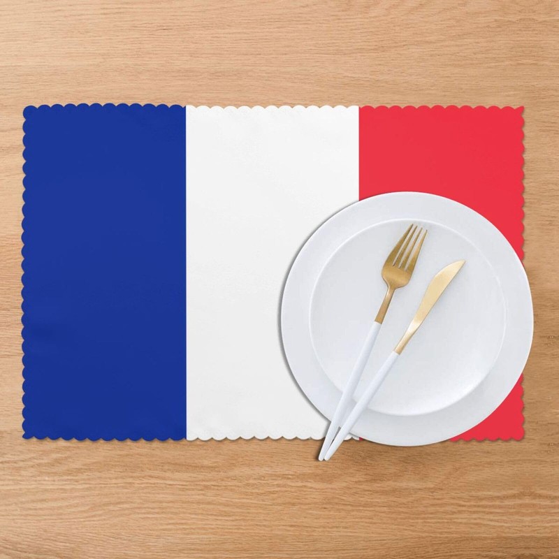 French Flag Printing Placemats for Dining Table Set of 6