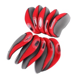 (10 Pieces) Golf Iron Cover, Made of Neoprene, Easy to Put on and Take Off, Machine Washable, Abrasion Resistant, Durable, Wedge Cover, Head Protection, 3 Colors, Gray + Red