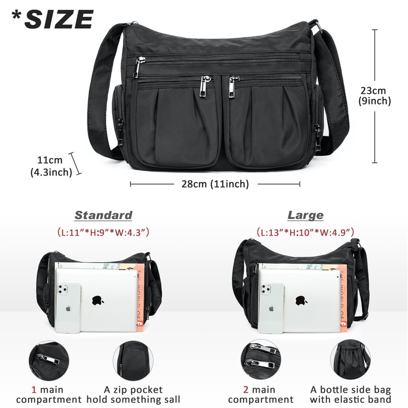 Crossbody Bag for Women Nylon Shoulder Bag Women Water Resistant