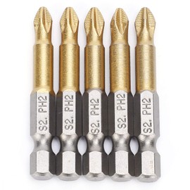 5pcs 50mm PH2 Cross Head Screwdriver Drill Bits Set Anti-skid 1/4 Inch Hex Shank Power Tools