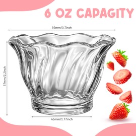 JOUTYFOR 22 Pack Plastic Dessert Cups 6 oz Clear Ice Cream Sundae Tasting Bowls, Mini Round Swirl Tulip Shape Party Buffet Serving Cups for Yogurt Salad Appetizer Chocolate Fruit