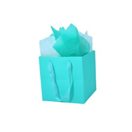 JUNESHE Teal Gift Bags with Handles &Tissue Paper, 2 Pack Teal Blue Paper Bags, 5.9x5.9x5.9 inch Square Gift Bags, Birthday, Wedding Kraft Bags Small Size