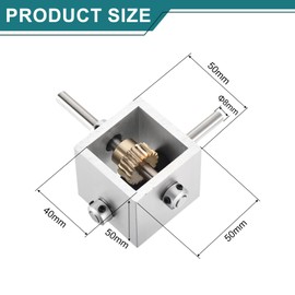sourcing map Gear Box 90 Degree Right Angle Worm Gearbox 1:10 Reduction Gearbox 1 Module 10 Teeth Worm Gear Aluminum Frame Simple Mechanical DIY Module with 8mm Shaft, 100x100x50mm(LxWxH)