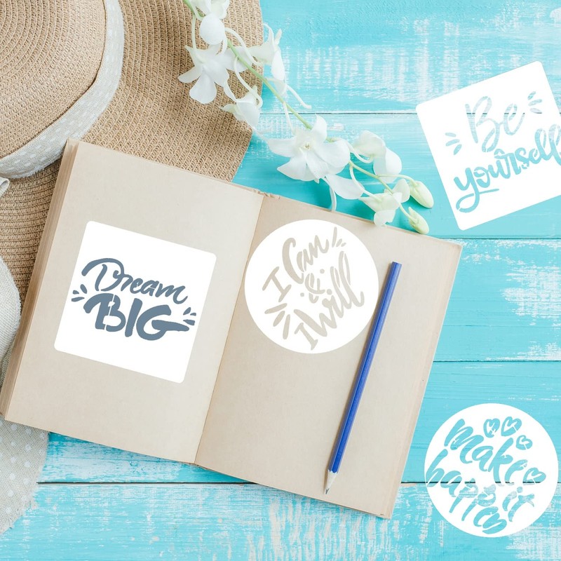 3 Inch Inspirational Word Stencils, 20 PCS Motivational Stencils Reusable