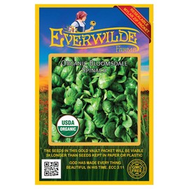 Everwilde Farms - 250 Organic Bloomsdale Spinach Seeds - Gold Vault Packet