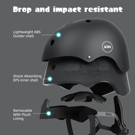 XJD Kids Helmet Toddlers Bike Helmet Age 3-13 Years Adjustable Skateboard Helmet for Cycle BMX Scooter Roller Skating for Children Boys/Girls (Black, Small)