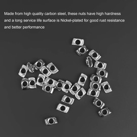 Powlankou 100 Pieces 2020 Series T Nuts, M5 T Slot Nut Hammer Head Fastener Nut, Nickel Plated Carbon Steel for Aluminum Profile
