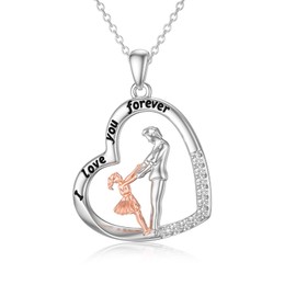ROMANTICWORK Father Daughter Necklace Sterling Silver Heart Daughter Pendant Necklace from Dad I love you forever Jewellery Birthday Gifts for Daughter Women Girls