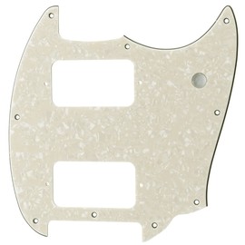 Musiclily Pro 9 Holes Round Corner HH Guitar Pickguard 2 Humbuckers for Squier Bullet Series Mustang Electric Guitar, 4Ply Aged White Pearl