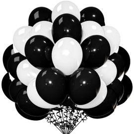 CYTTOKL Black and White Balloons 12 inch 100 Pack Black White Latex Helium Balloons for Birthday Wedding Baby Shower Party Decorations