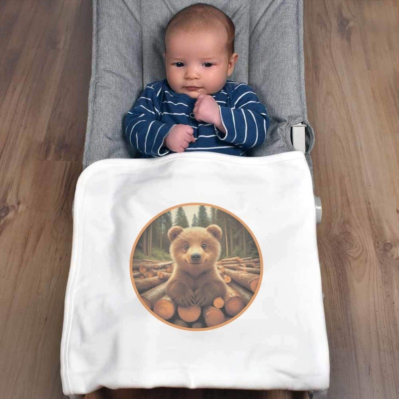 Azeeda 'Smiling Bear Cub' Cotton Baby Blanket/Shawl (BY00039768)