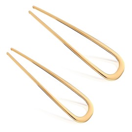 AHSMY French Hair Pin, 2 Pcs U Shaped Metal Hairpins for Thick and Long Hair, Hair Forks Accessories, Twist Hair Pin for Women Girls (Gold)