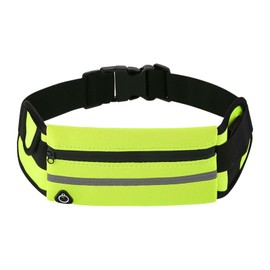 AegatarLue Running Belt with Water Bottle Holder for Women Men, Fanny Pack Reflective Waist Bag with Earphone Hole, Waist Pack with Adjustable Waists Belt for Hiking Cycling (Style 2, Green)