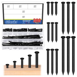 Glarks 300pcs 20/30/40/50/60mm Brick Steel Nails Kit, Black Carbon Steel Hardware Nails, Finishing Nails, Brad and Picture Hanging Nails, Wood Nails, Cement Nails for Drywall and Pine