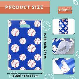 Qiuruoo 100pcs Baseball Snack Bags for Themed and Birthday Party,Multifunctional Baseball Goodie Bags for Team,Party Decorations printed on both sides（Blue）