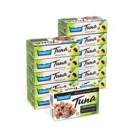 FinerFin Yellowfin Tuna In Organic Olive Oil – 3 Bean Salad Flavor (4.4oz can - 12 Pack); Premium Canned Fish with EVOO, Keto Friendly, Gourmet Ready-to-Eat Fillets, Wild-Caught