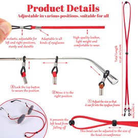 Pack of 8 Glasses Straps Made of Rope Sports Glasses Strap Adjustable Glasses Holder Strap for Sports Adjustable Non-Slip Glasses Cord Glasses Strap with Good Sweat Absorption for Men Women