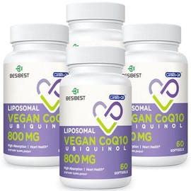Besibest- “Liposomal Ubiquinol CoQ10 800 MG Softgel, Suplemento de Ubiquinol CoQ10 de Alta Absorción, Coenzy Activo