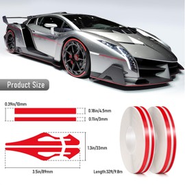 ZTGPMP 2 Rolls 32Ft Car Pinstripe Tape, Automotive Pinstriping Tape Stickers Vinyl DIY Stripes Pinstripe Emblems Trim Decals for Car, SUVs, Pickups, Motorcycle and Boat, Racing Stripes (Red)