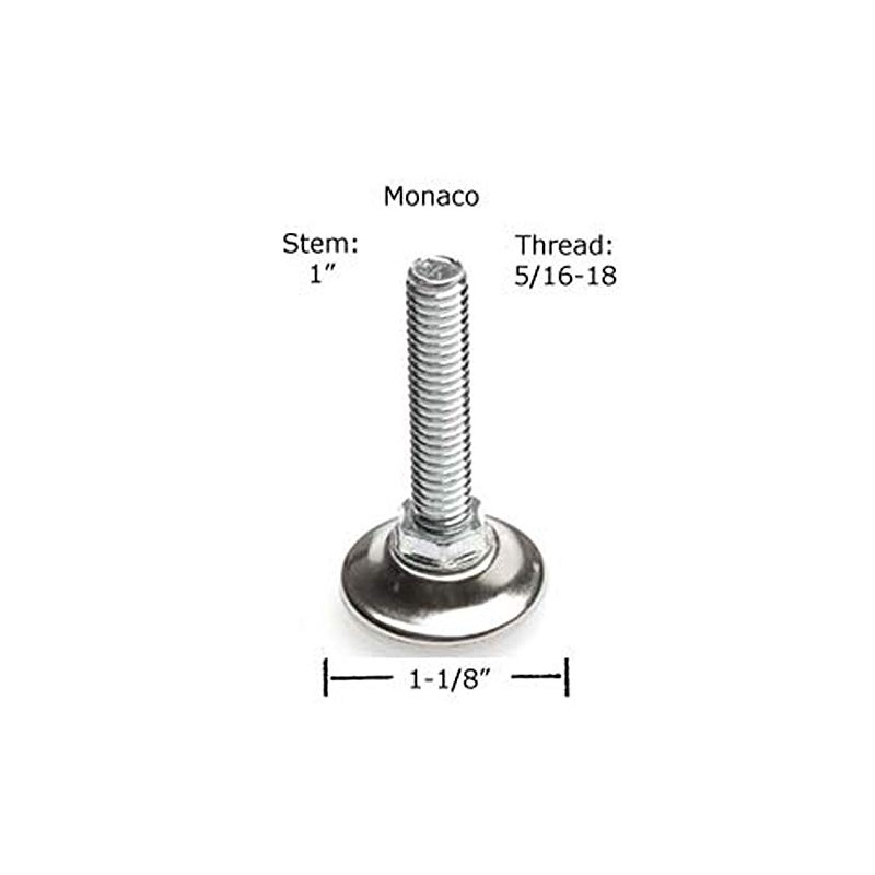 4 Pack Monaco 5/16-18 Non-Swivel W/Hex White Nylon Base Leveler