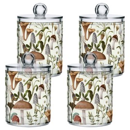 Zhirexin Mushrooms 2PC Airtight Transparent Plastic Storage Jar Food Storage Container Plastic for Food Herbs Tea etc with Storage Lid easy to use and clean With lid Easy To Use