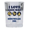 R and R Imports I Love North Twin Lake Iowa Souvenir 2 Ounce Square Base Liquor Shot Glass