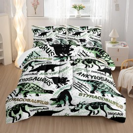 Nttopship Cartoon Dinosaur Comforter Sets 3 Pieces, Cute Animal Printed Bedding Sets for Boys Kids Adults Room Decor Comforter and 2 Pillowcases(Dinosaur Queen)