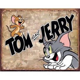 Desperate Enterprises Tom & Jerry Retro Panels Tin Sign - Nostalgic Vintage Metal Wall Decor - Made in USA