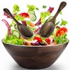 Tidita Acacia Wood Salad Bowl Set with Spoon, Fork -