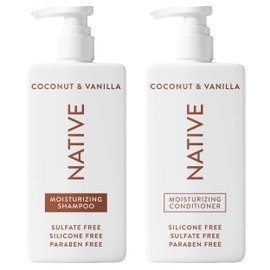 Native Coconut & Vanilla Shampoo and Conditioner Contain Naturally Derived Ingredients | All Hair Types, Color & Treated, Fine to Dry Damaged, Sulfate & Dye Free - 2-Pack