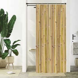 Uiiooazy Bamboo Shower Curtain, Bamboo Look, Plant Shower Curtain, Anti-Mould, Waterproof, Polyester Fabric, Washable, Opaque, Bathroom Curtain for Bathtub with Shower Curtain Rings, 90 W x 180 L cm