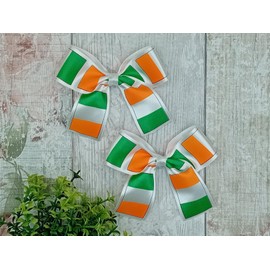 Pack Of 2 Hand-Made Ireland Irish National Flag Inspired Hair Clip Bow