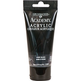 Grumbacher Academy Acrylic Paint, Gloss, 75ml/2.5 Ounce Plastic Tube, Ivory Black (C115P)